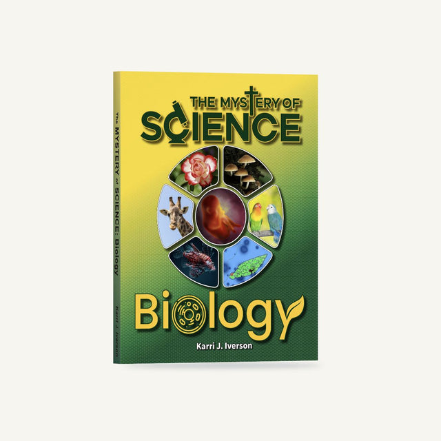 The Mystery of Science Biology Student Reader, standing at an angle with its spine visible