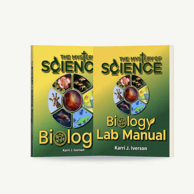 The Mystery of Science Biology Set with the Student Reader and matching Printed Lab Manual shown together